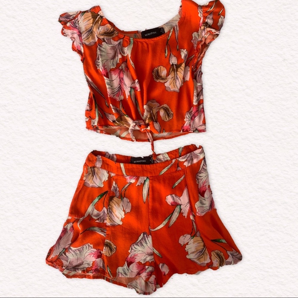 MinkPink 2 Piece Crop Top and Shorts Set